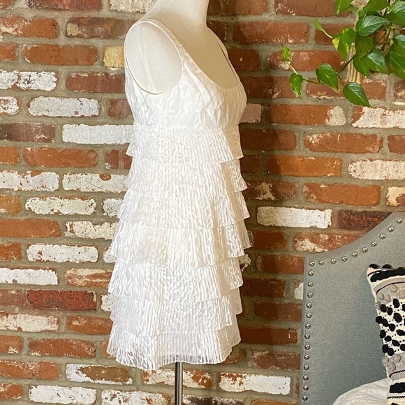 Maggy London White Tiered Sleeveless Burnout Dress Size 6 - Picture 3 of 8